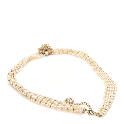 Chanel Pearl Crystal Camellia CC Multi Strand Belt Gold 2 of 4