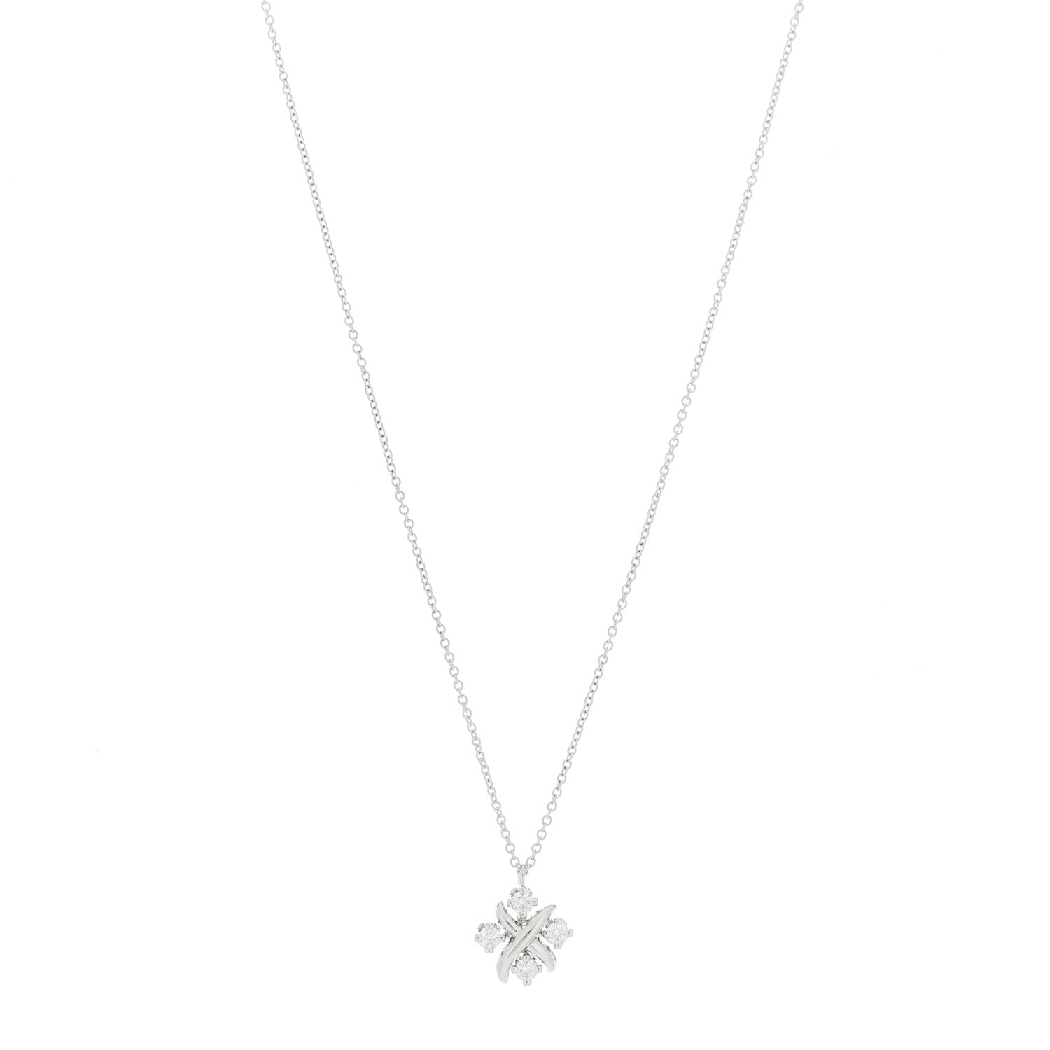 Tiffany Platinum Diamond Schlumberger Lynn Pendant Necklace 1 of 5