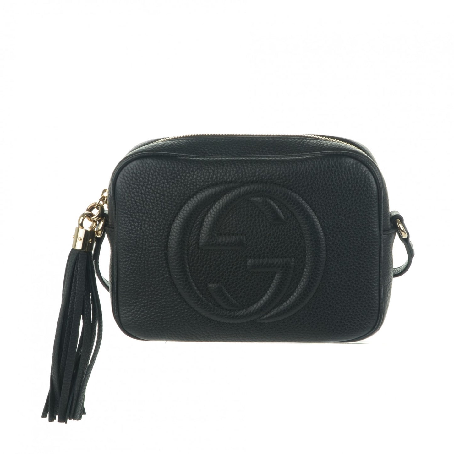 Pebbled Calfskin Small Soho Disco Bag Black