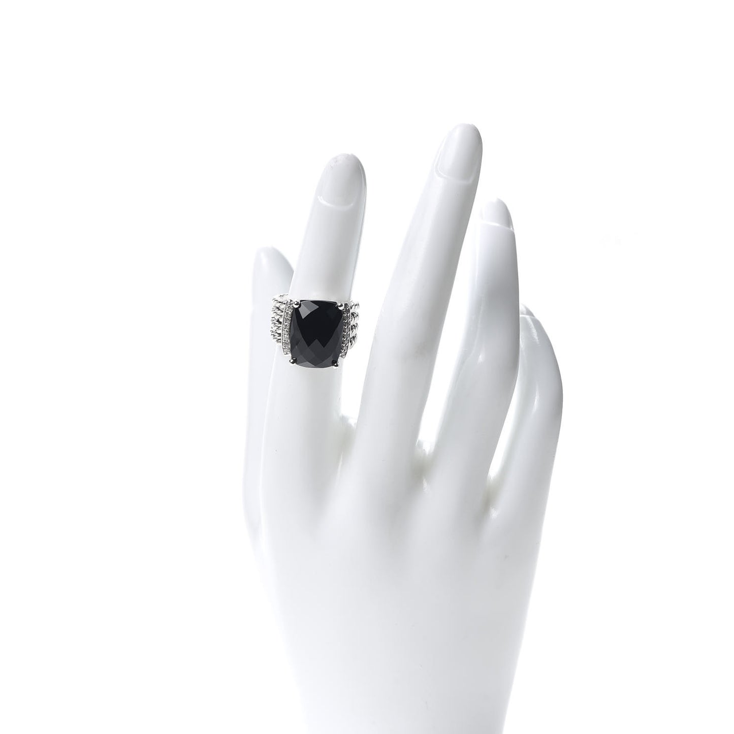 Sterling Silver Diamond Black Onyx 16mm Wheaton Ring 51 5.75
