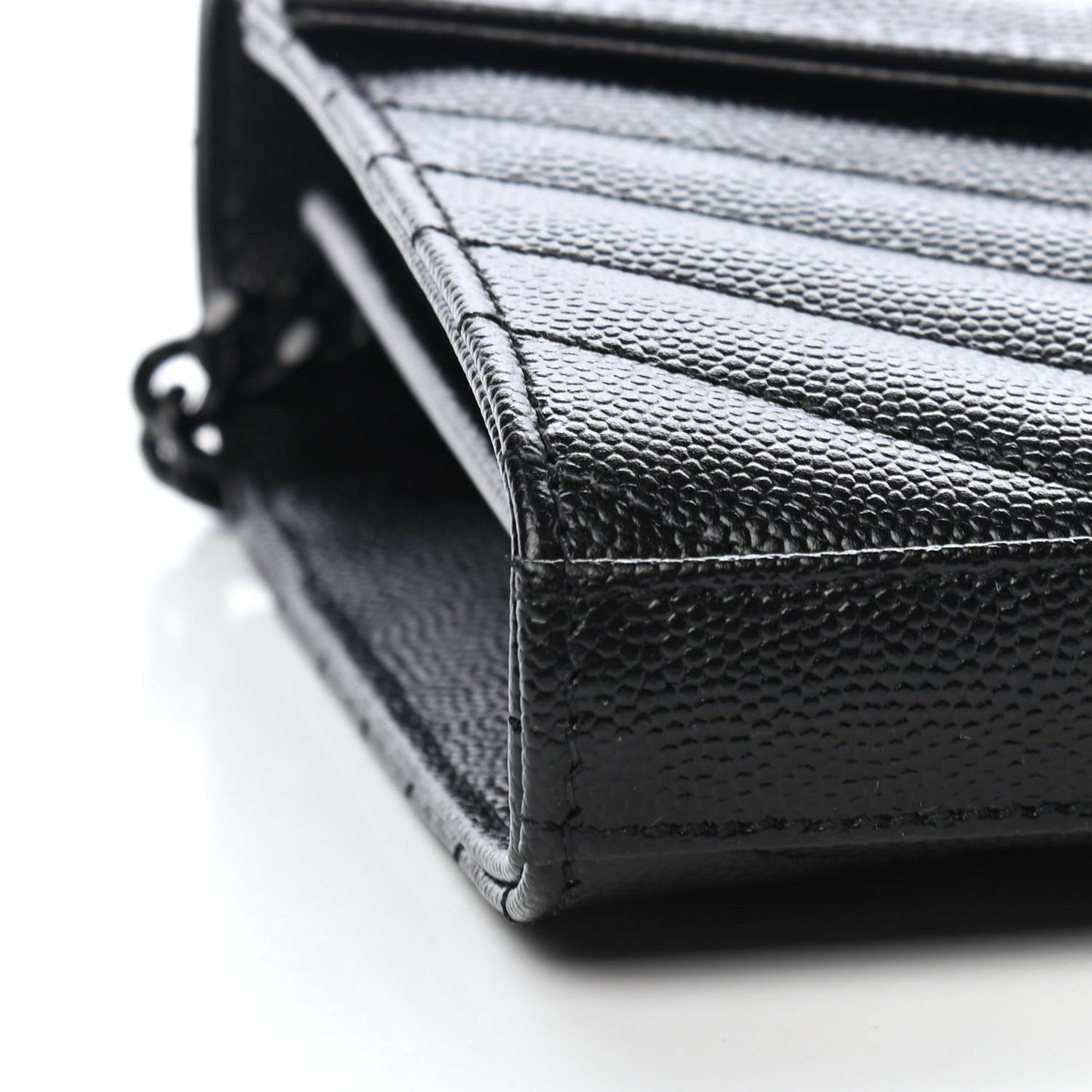 Grain De Poudre Matelasse Chevron Monogram Chain Wallet Black