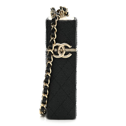Chanel Caviar Stitched Lipstick Case On Chain Black 1 of 9