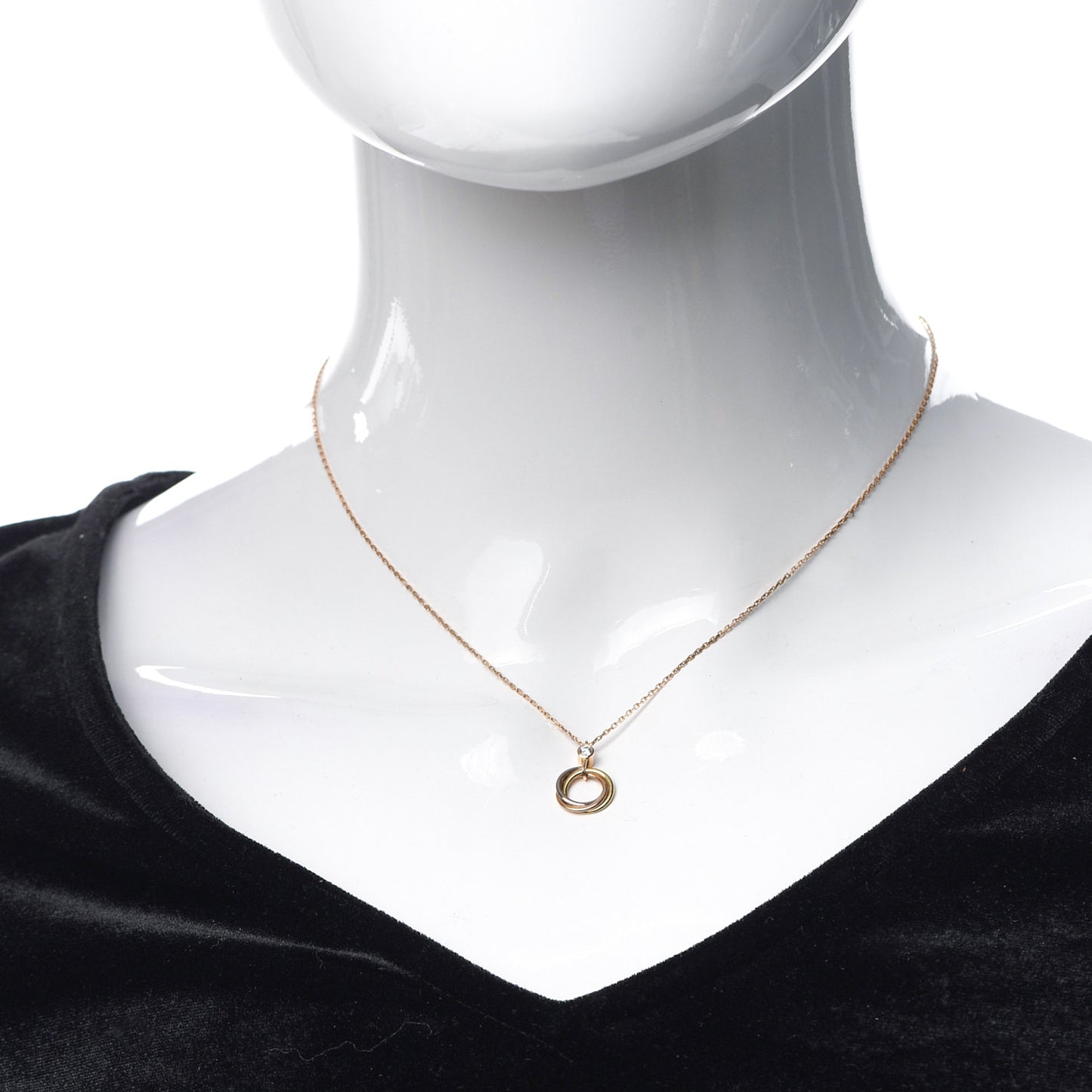18K Pink Yellow White Gold Diamond Trinity Pendant Necklace