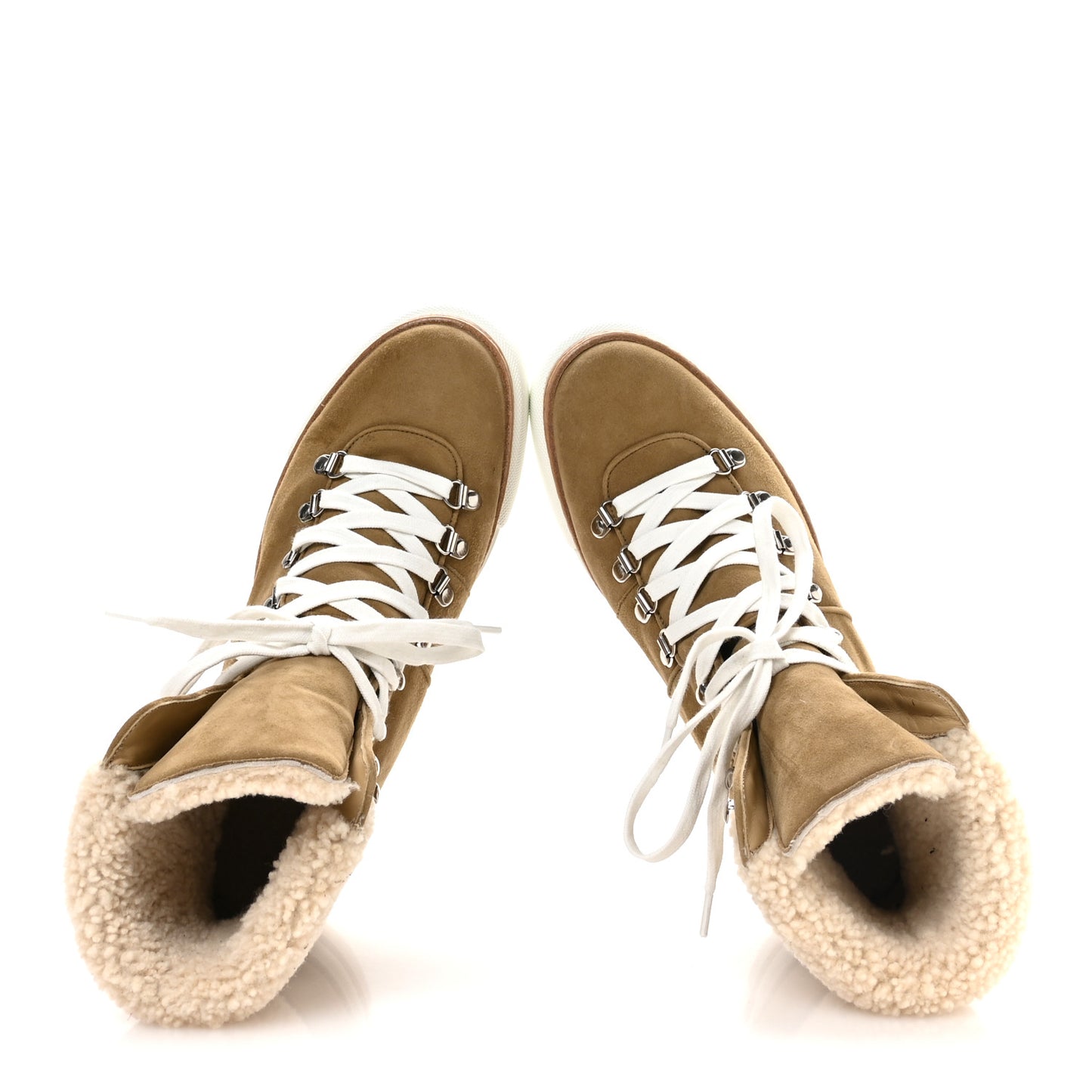 Chevre Velours Woolskin Womens Flocon Ankle Boots 39.5 Beige Gobi Ecru