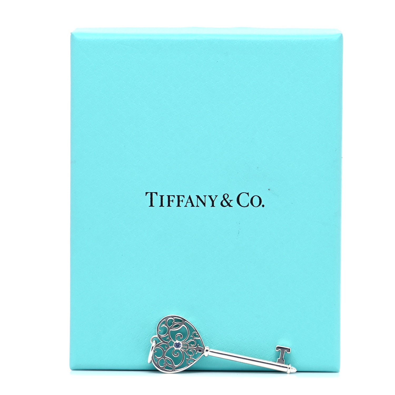 Tiffany Sterling Silver Blue Sapphire Enchant Heart Key Pendant 4 of 4