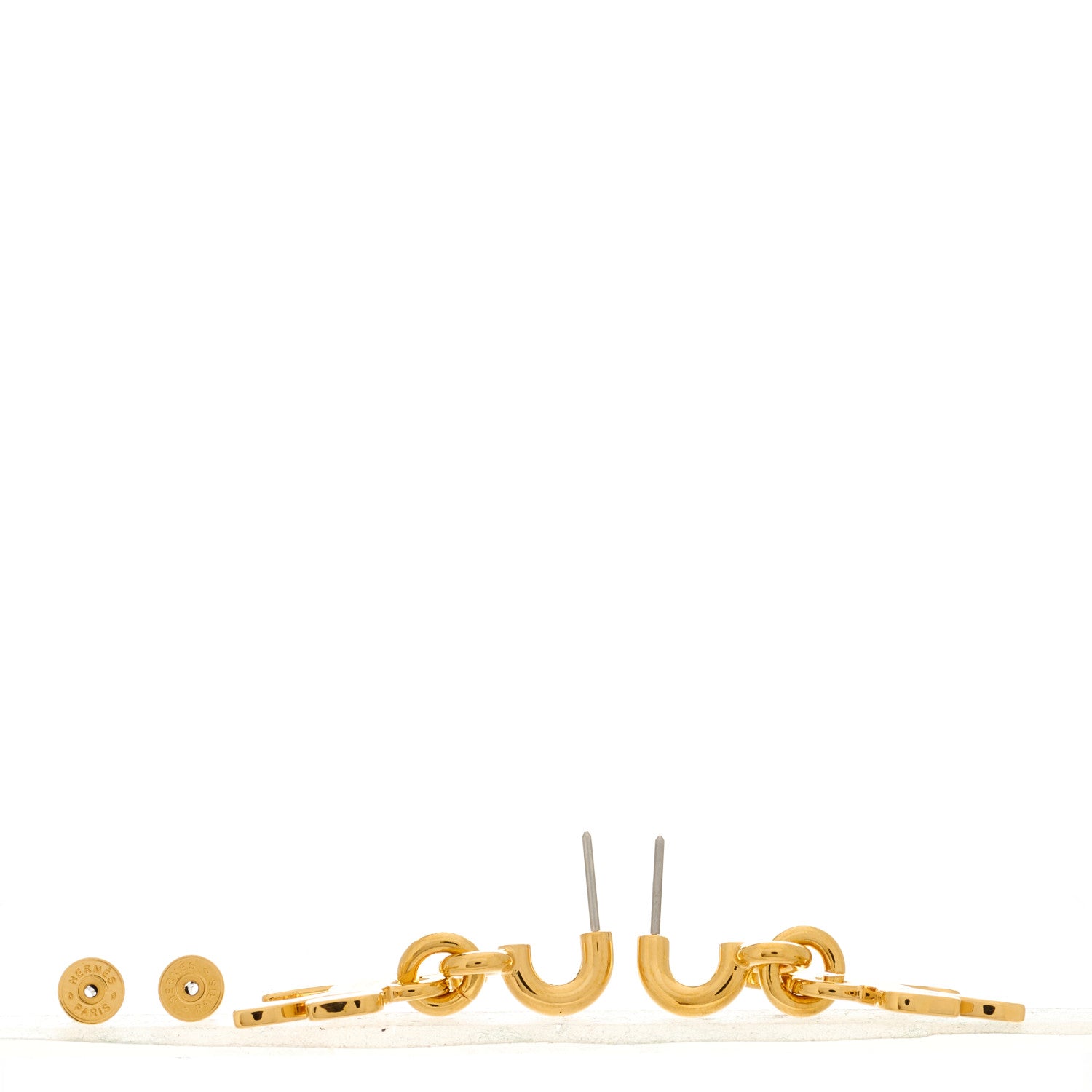 Hermes Metal Lacquered Cheval Earrings Gold Orfevre 3 of 5