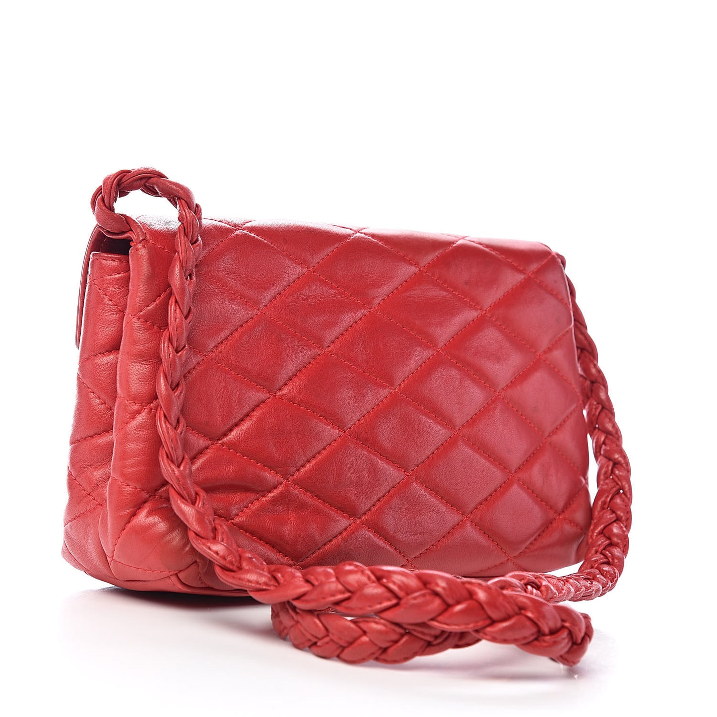 Lambskin Quilted Flap Shoulder Bag Red