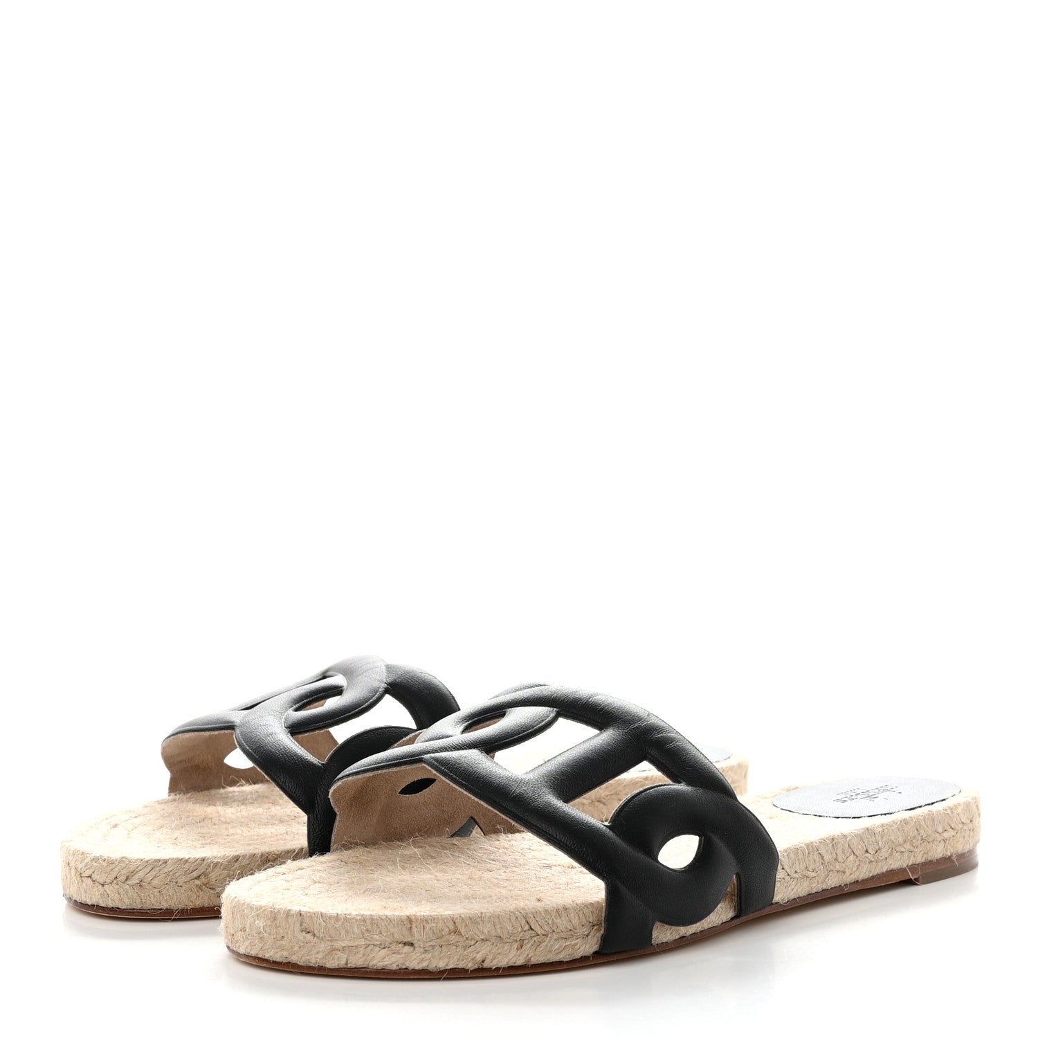 Hermes Nappa Famosa Espadrille Sandals 38 Black 3 of 8