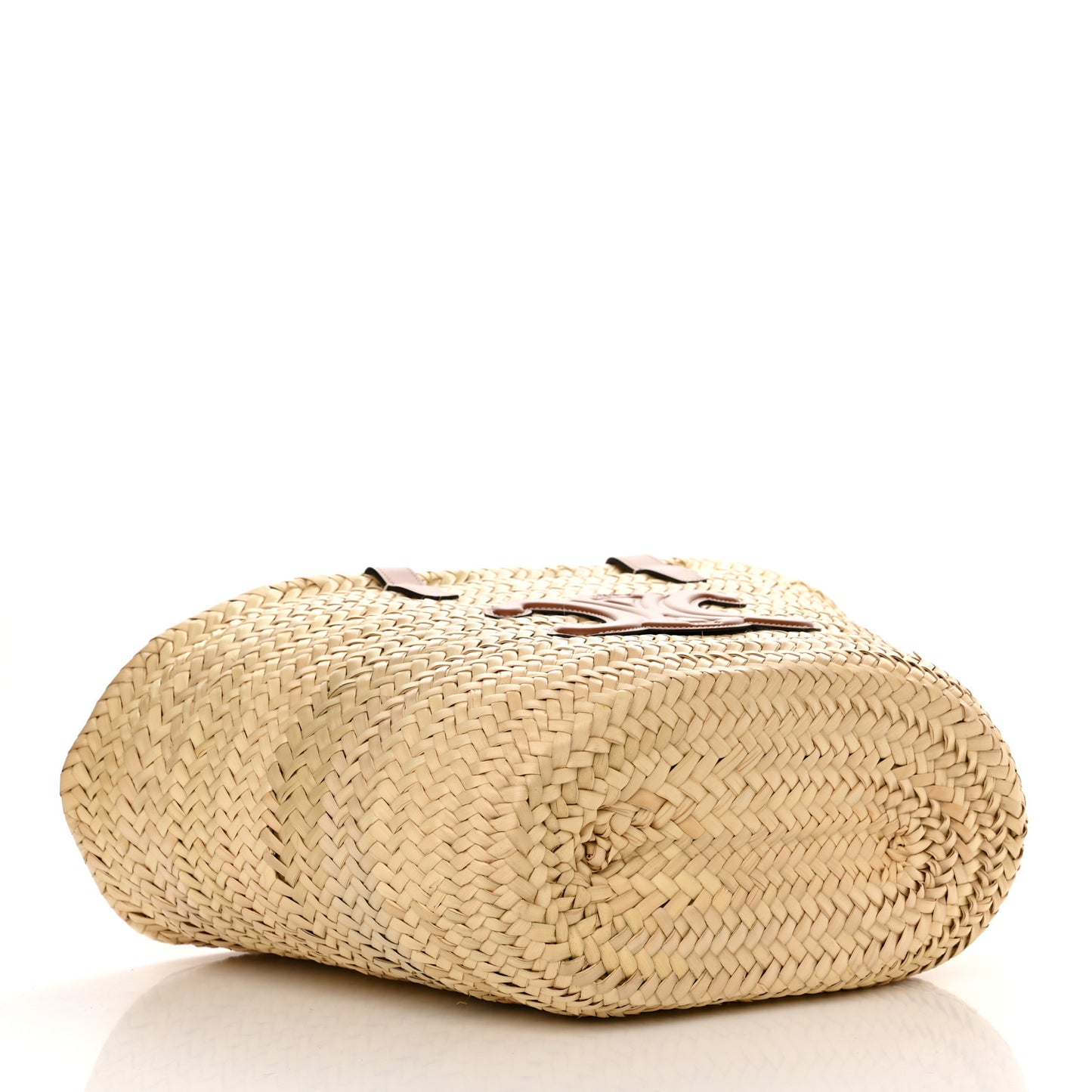 Raffia Calfskin Triomphe Medium Panier Tan
