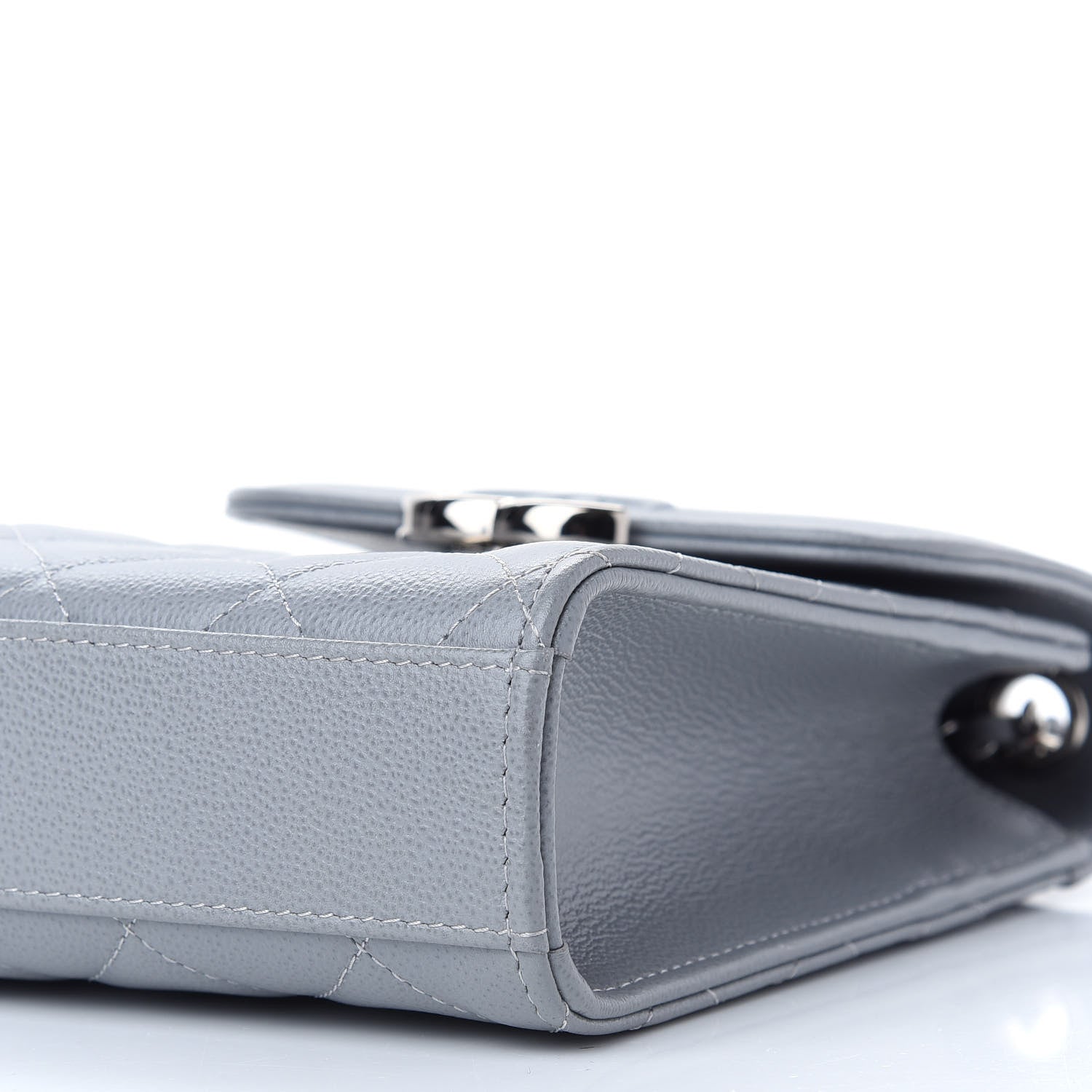 Chanel Grained Calfskin Quilted CC Box Clutch With Chain Grey 10 of 10