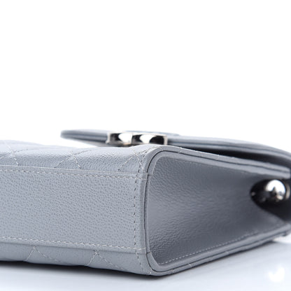 Chanel Grained Calfskin Quilted CC Box Clutch With Chain Grey 10 of 10