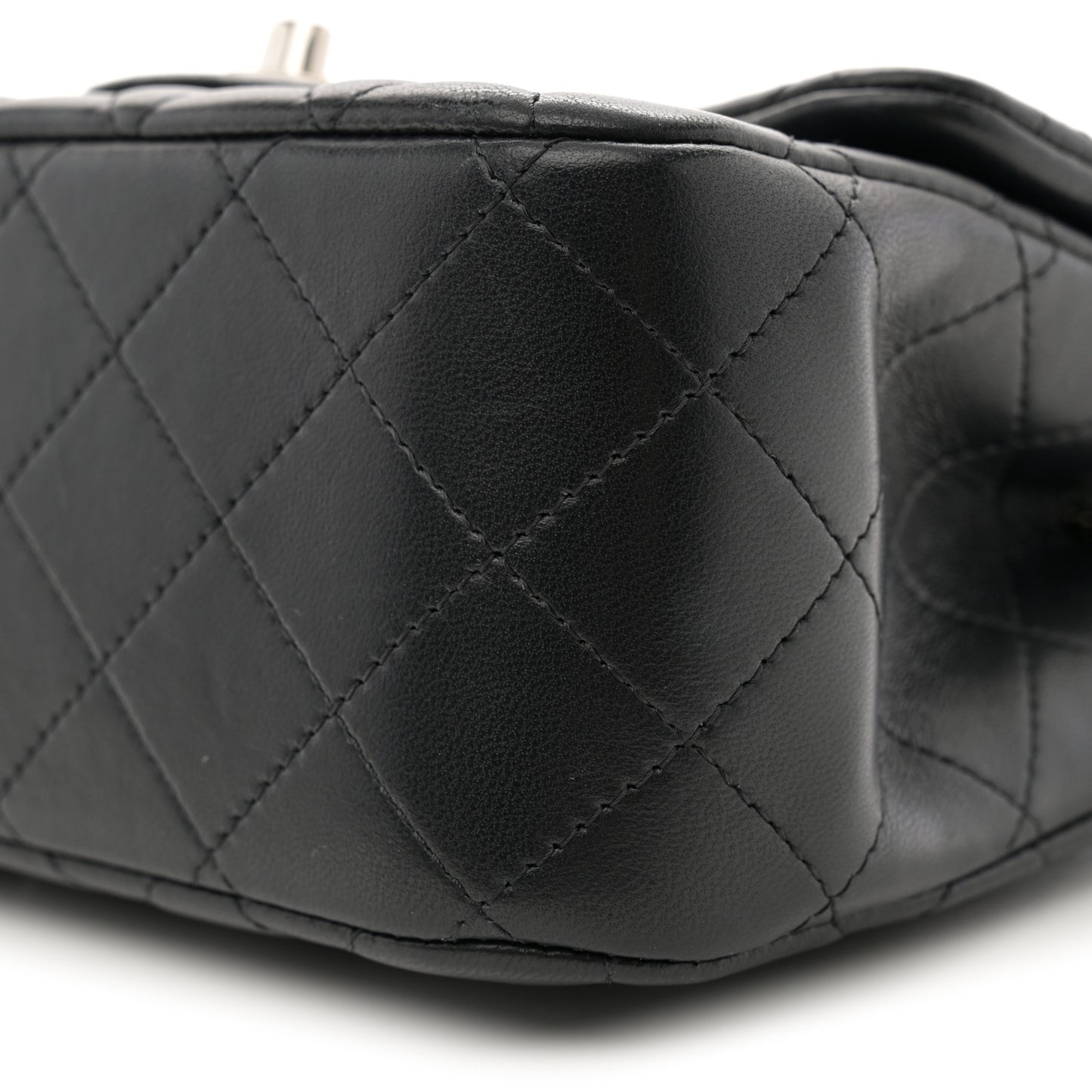 Lambskin Quilted Mini Square Flap Black