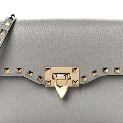 Valentino Garavani Pebbled Calfskin Medium Rockstud Flip Lock Crossbody Bag Pastel Grey 6 of 12