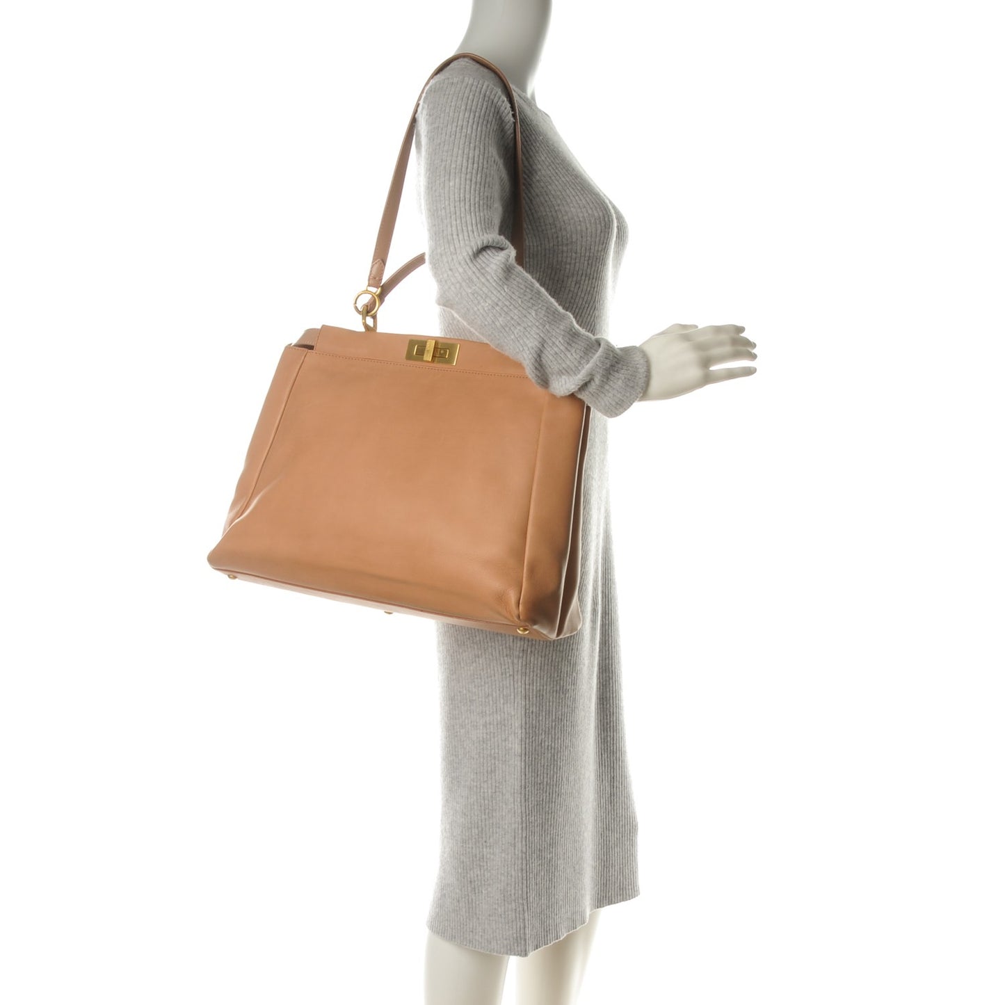 Vitello Saddle Large Peekaboo Iconic Satchel Beige