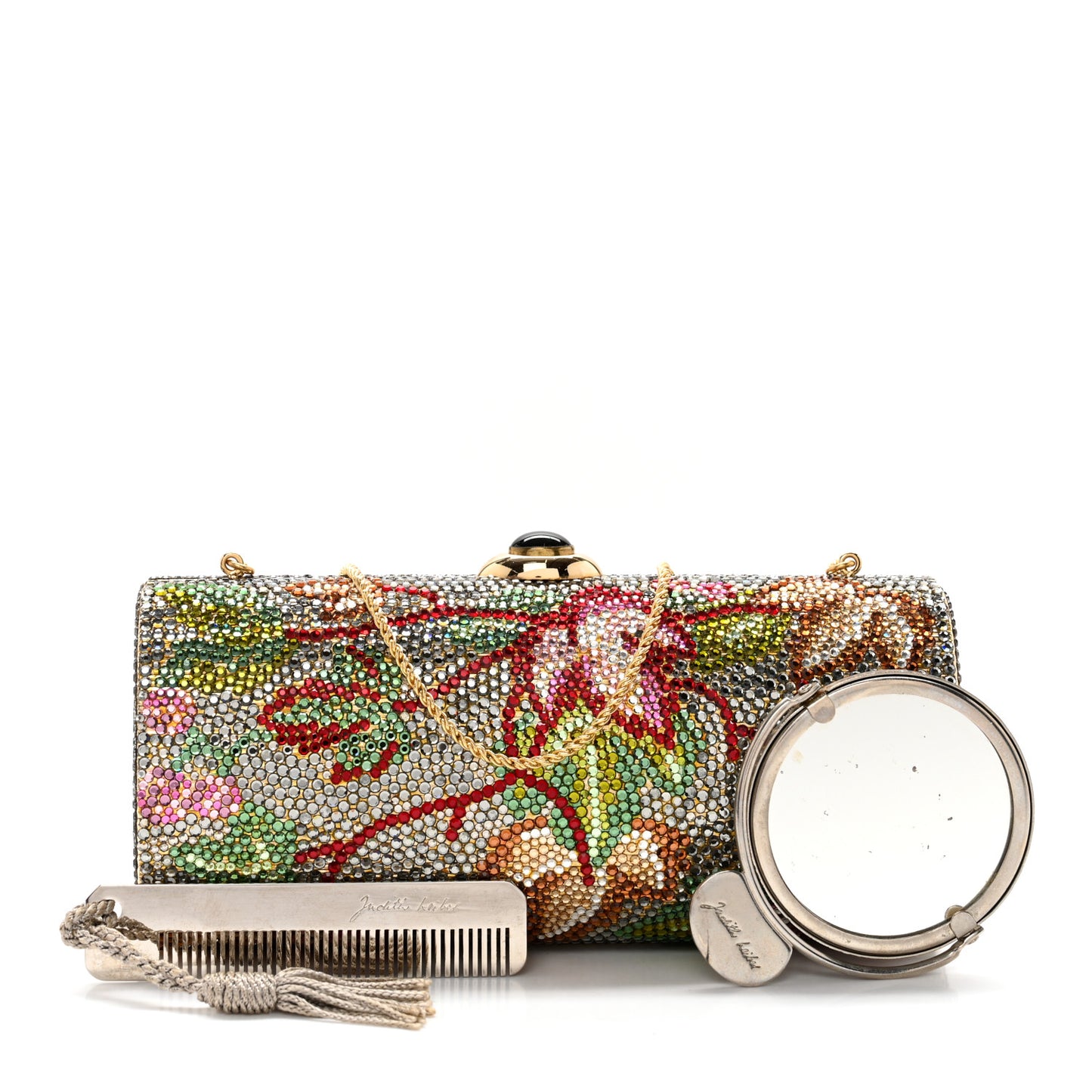 Swarovski Crystal Rose Minaudiere Clutch Multicolor