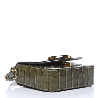 Chloe Calfskin Crocodile Embossed Mini C Double Carry Misty Forest 4 of 10
