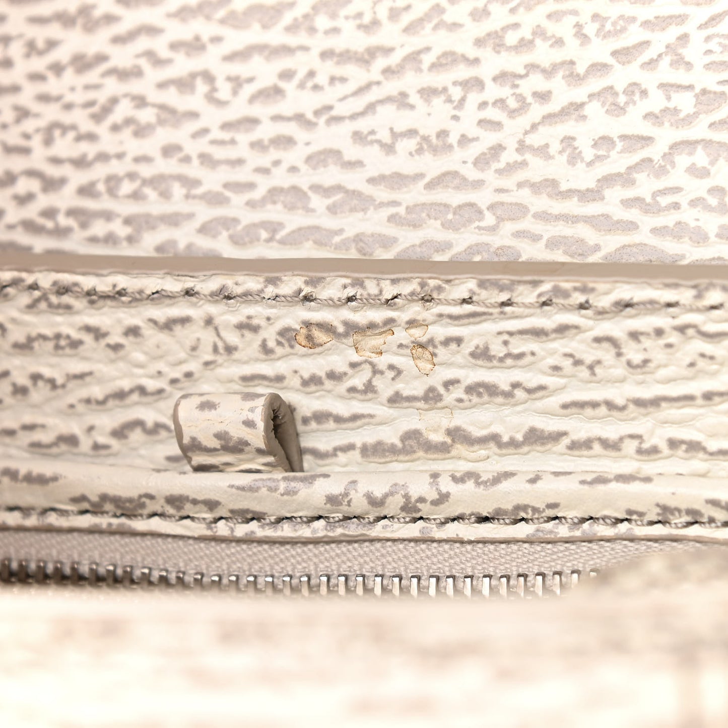 Shark Embossed Textured Calfskin Mini Pashli Satchel Ivory Dove