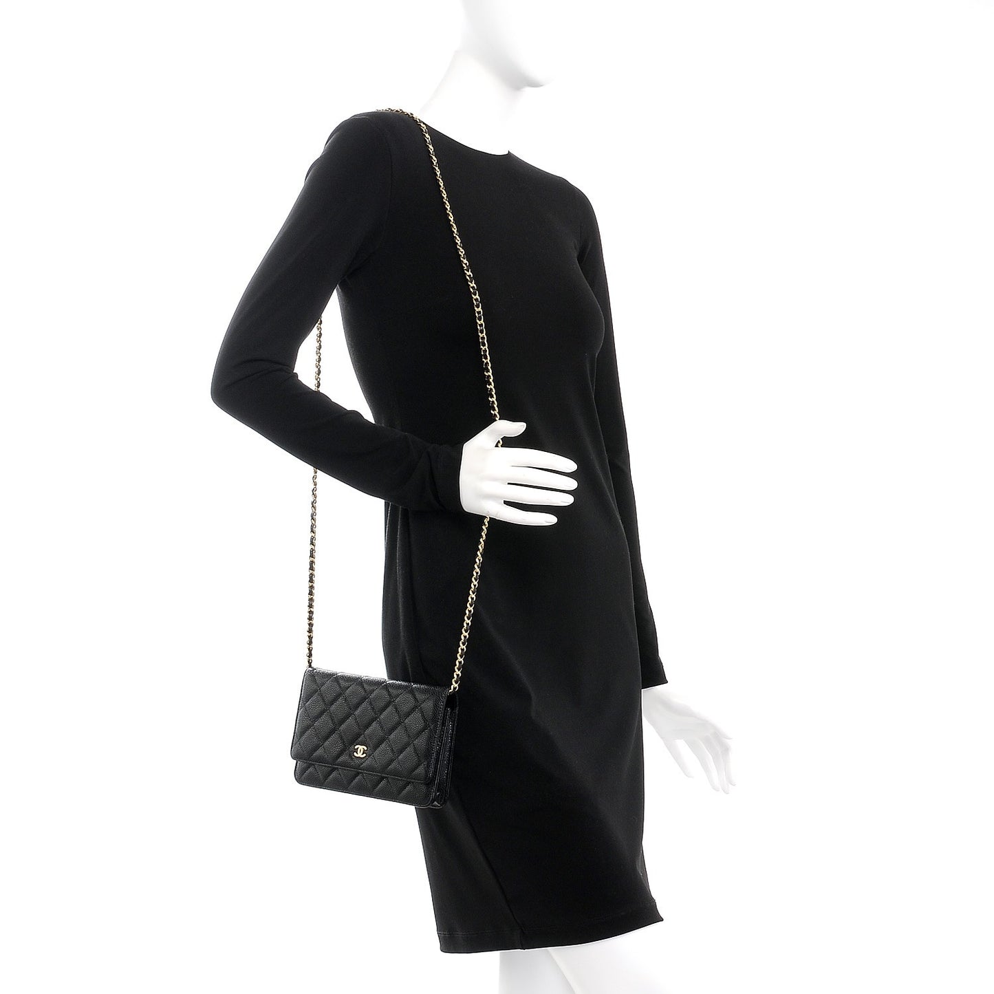 Caviar Quilted Wallet On Chain WOC Black