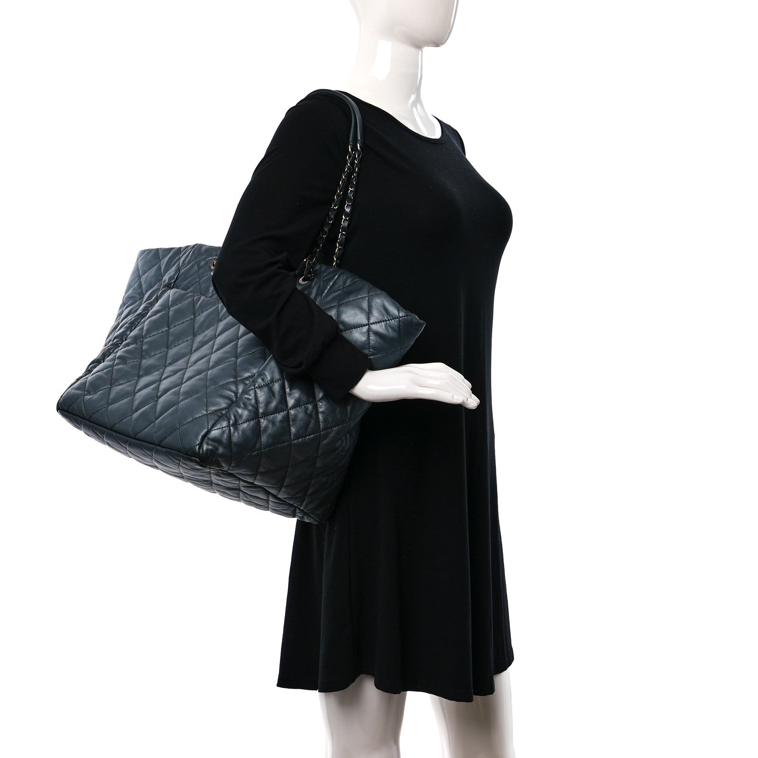 Chanel Metallic Lambskin Quilted Large Week End on Mars Tote Dark Grey 2 of 15