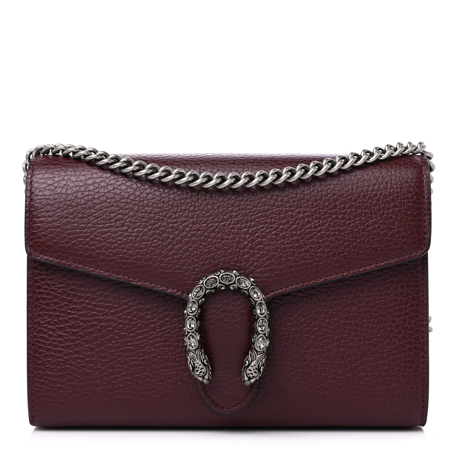 Gucci Dollar Calfskin Crystal Mini Dionysus Chain Wallet Vintage Bordeaux 1 of 10