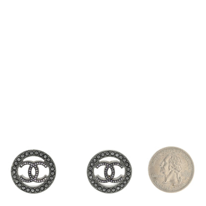 Chanel Ruthenium Pearl CC Round Earrings Dark Grey 2 of 4