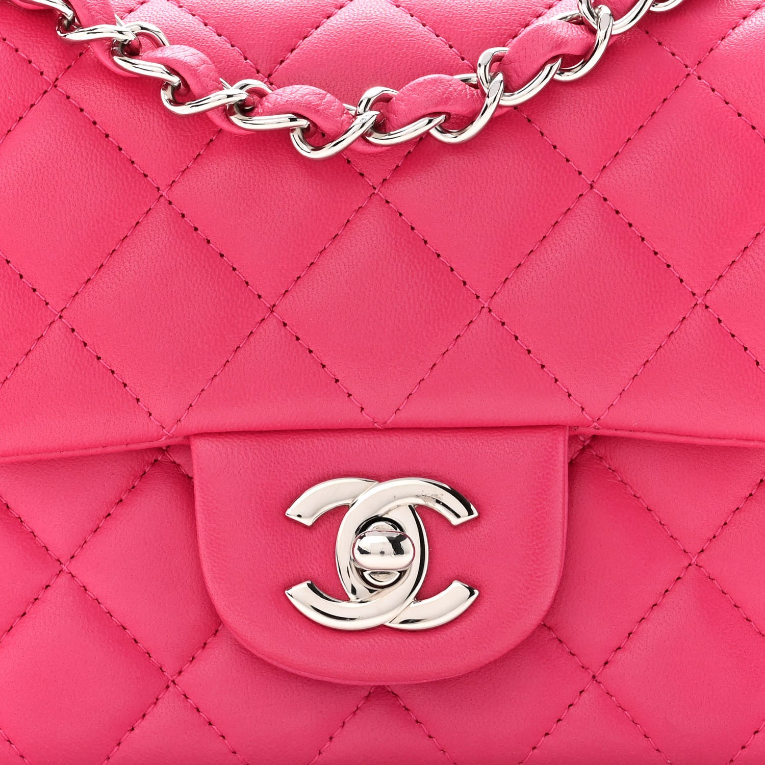Chanel Lambskin Quilted Mini Rectangular Flap Fuchsia 8 of 10