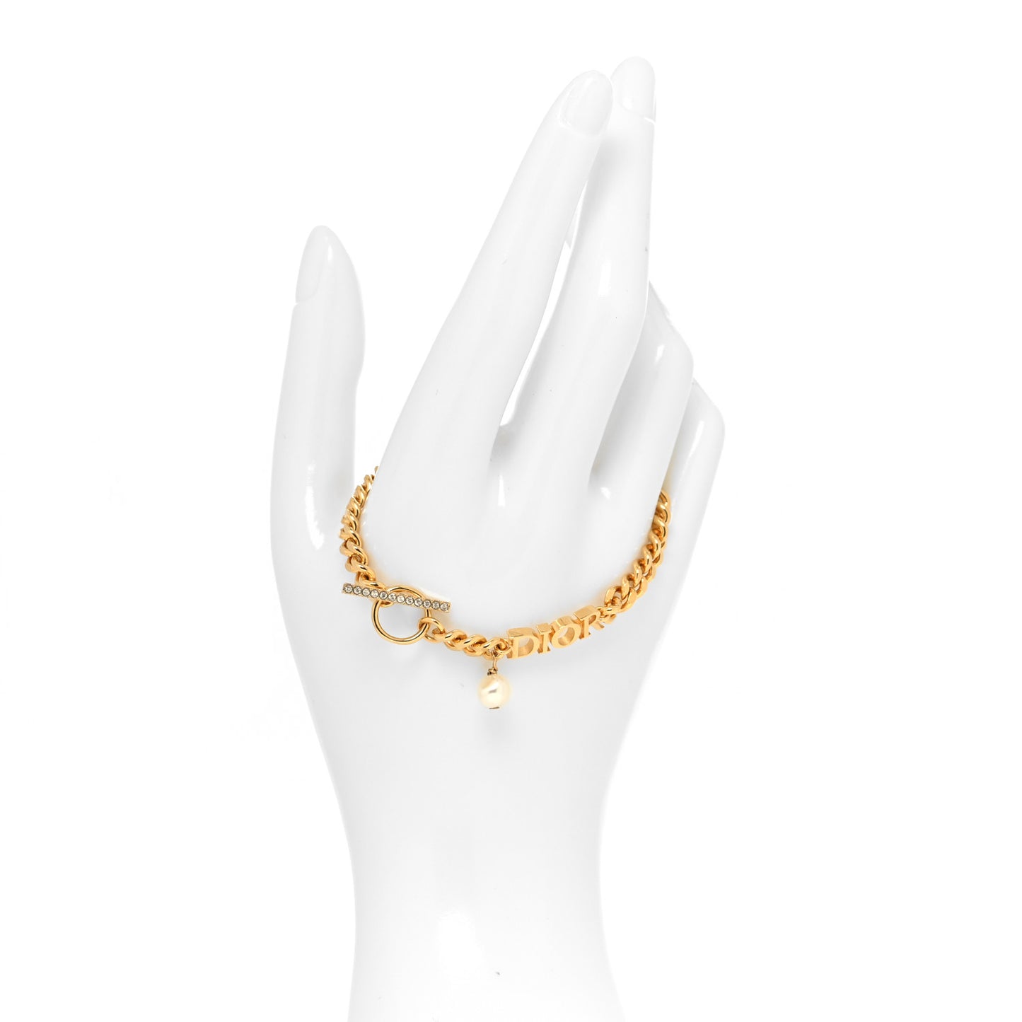 Metal Crystal Pearl Dio(r)evolution Bracelet Gold