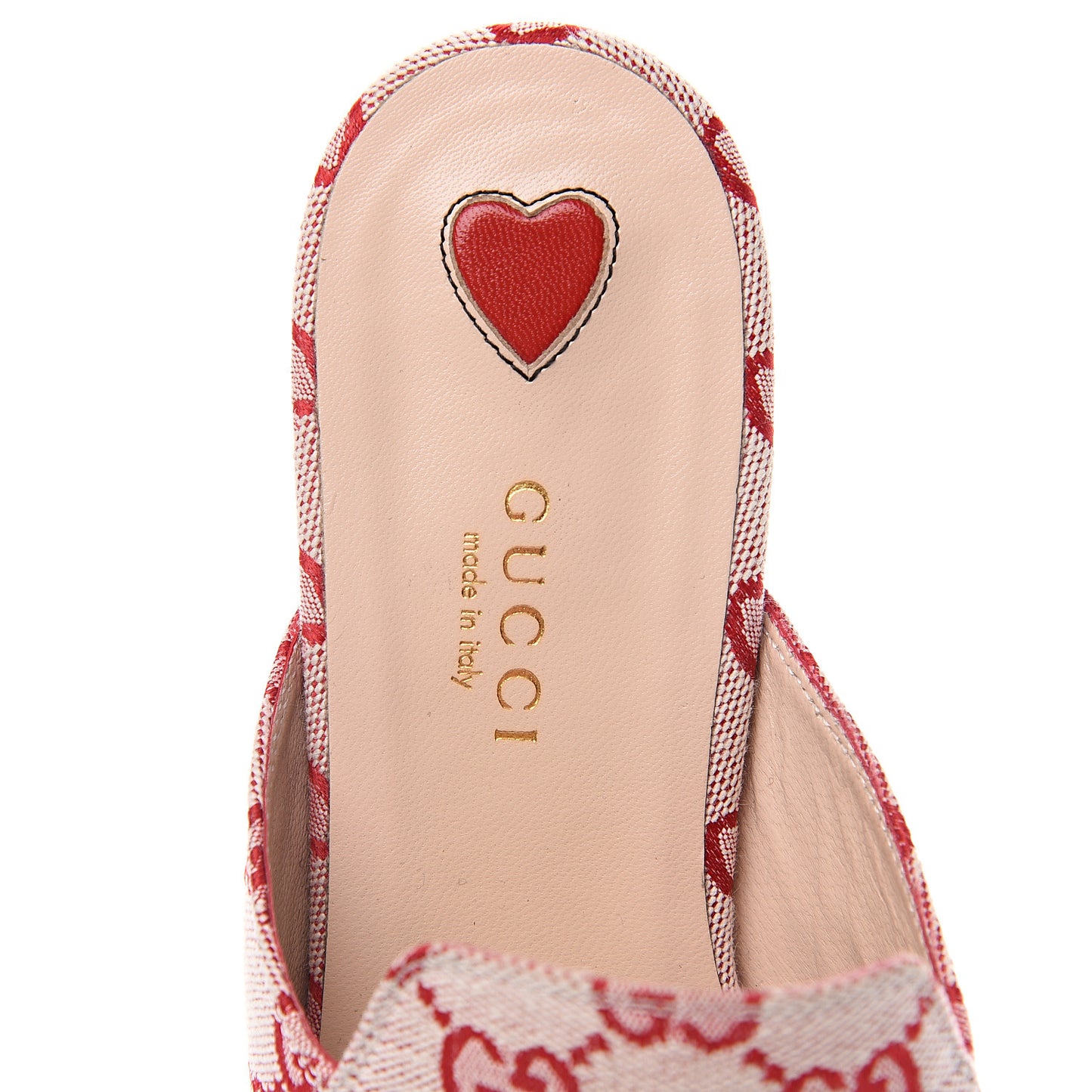 Canvas GG Monogram Horsebit Womens Princetown Slippers 36 Gardenia Hibiscus Red