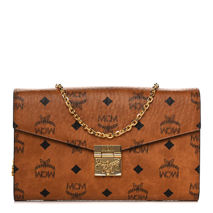MCM Visetos Patricia Continental Crossbody Wallet Cognac 1 of 10