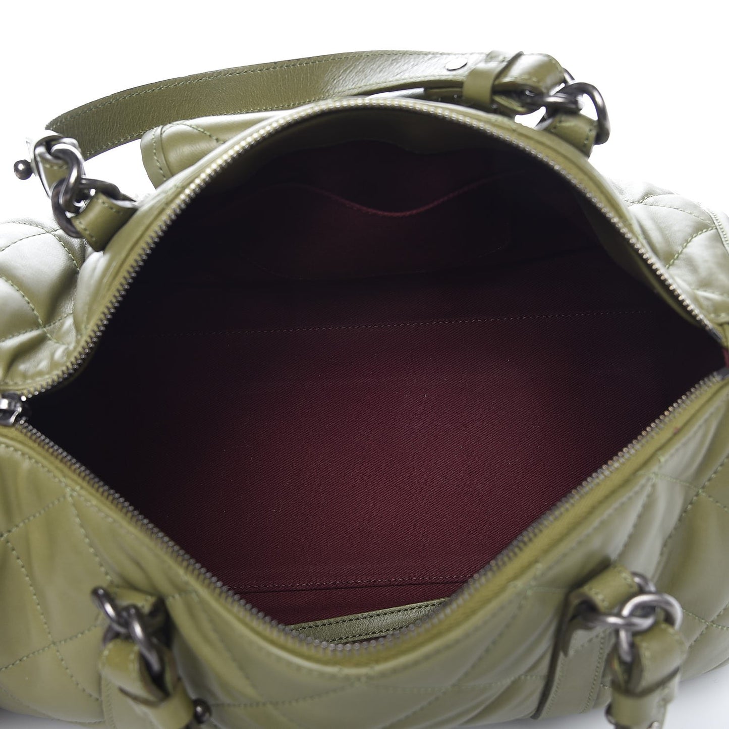 Calfskin Quilted Small Casual Riviera Bowling Bag Green