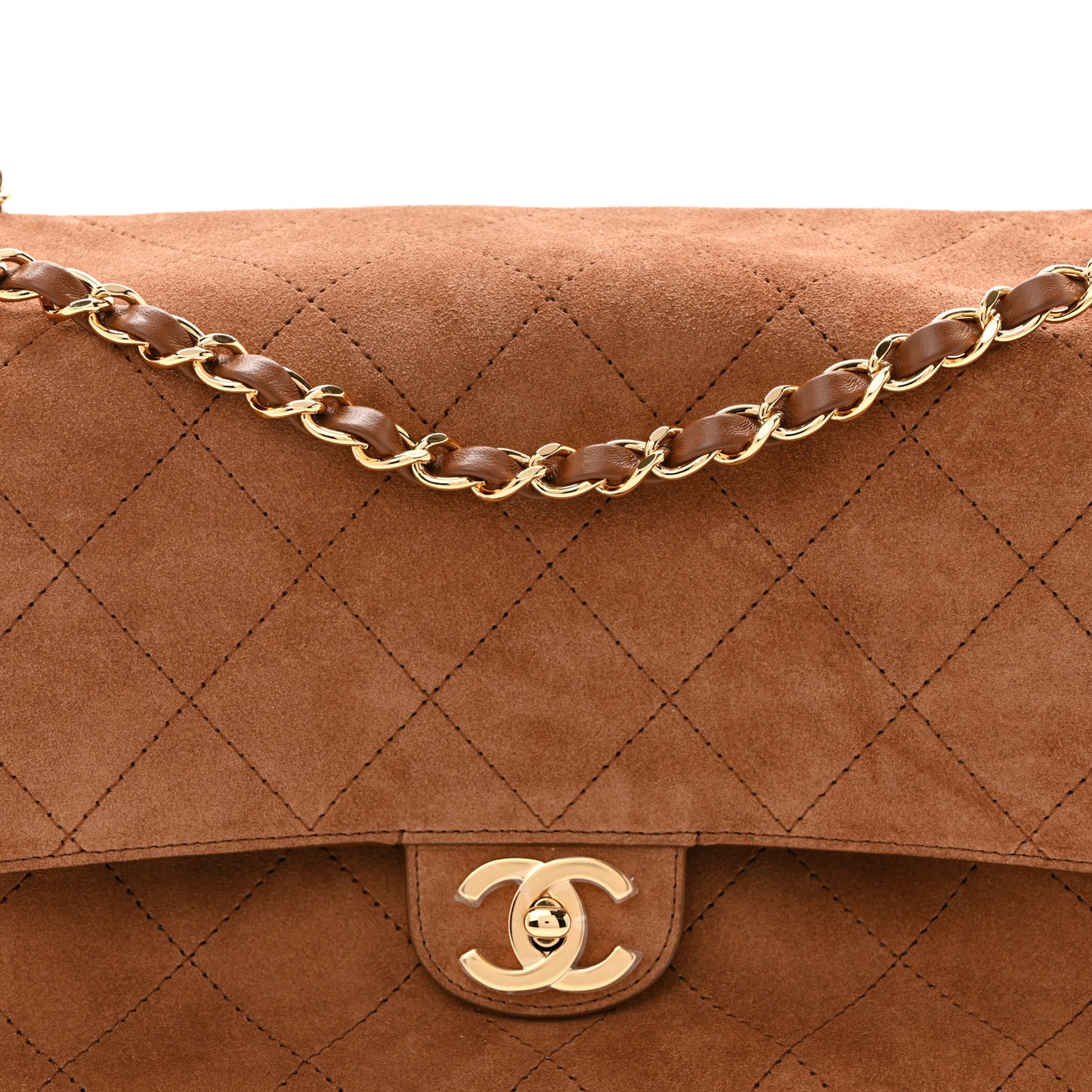 Suede Calfskin Small Souplissimo Maxi Flap Camel