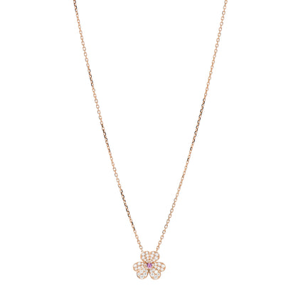 Van Cleef & Arpels 18K Rose Gold Diamond Pink Sapphire Small Frivole Pendant Necklace 1 of 5