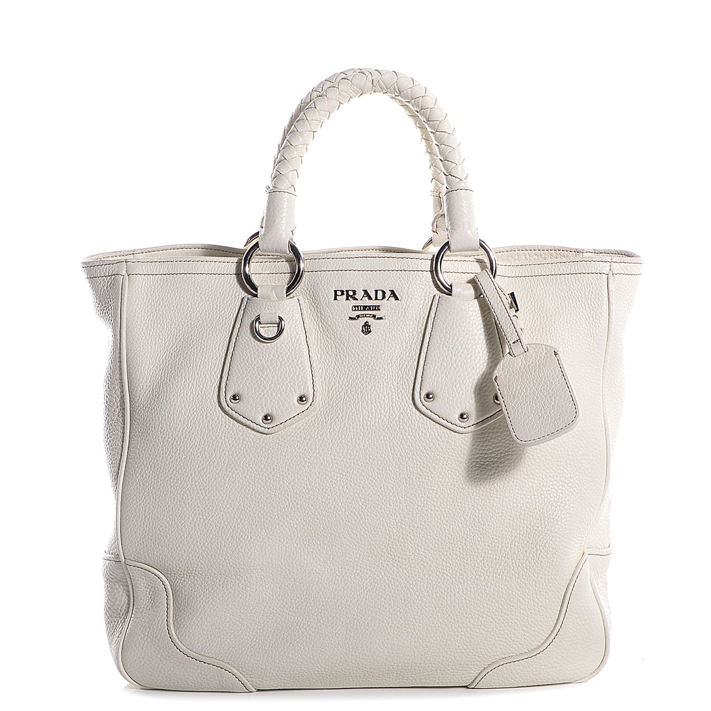 Vitello Daino Braided Tote Bianco