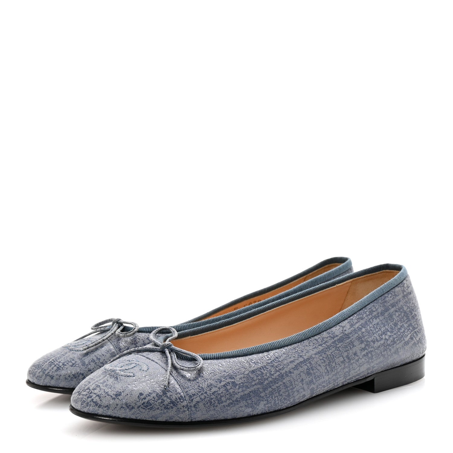 Chanel Iridescent Calfskin Cap Toe CC Ballerina Flats 40 Blue 4 of 9