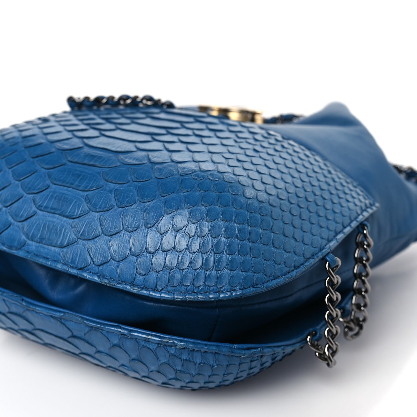Snakeskin Calfskin Gabrielle Bucket Blue