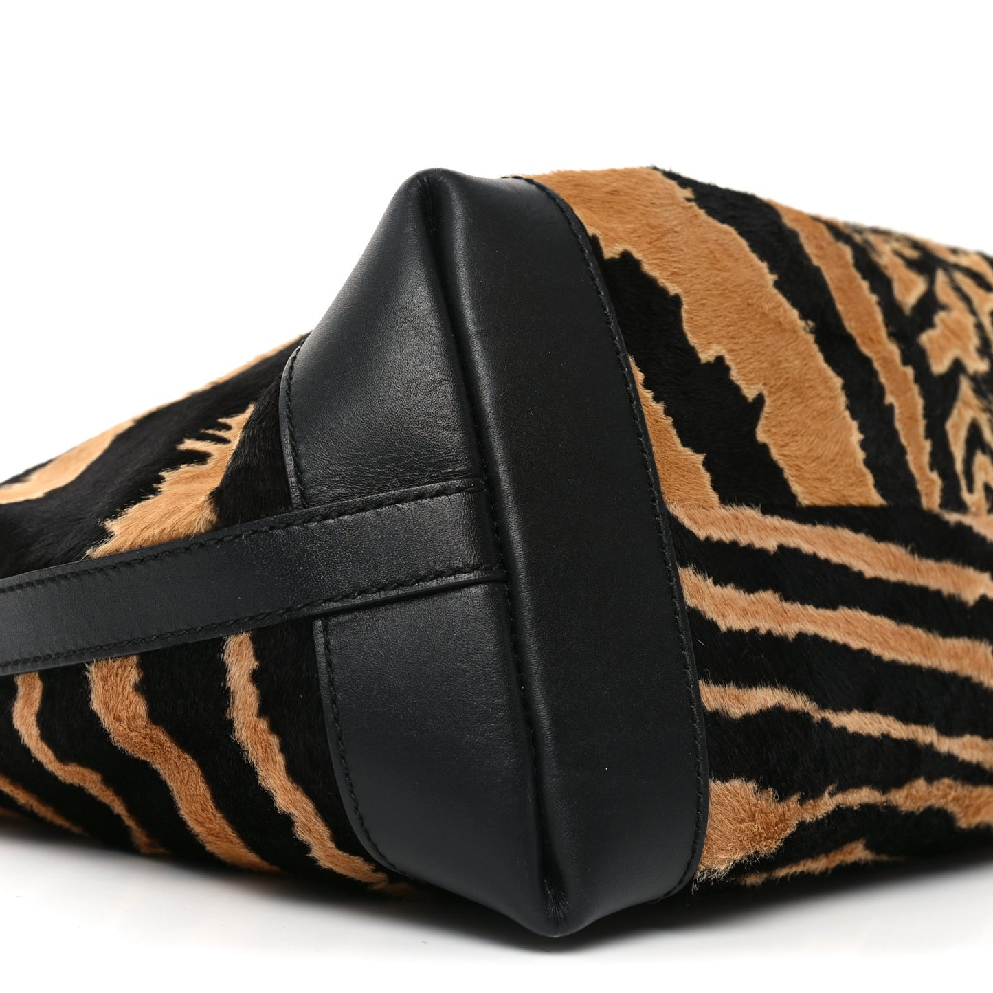 Calf Hair Zebra Print Medium Craft Tote Black