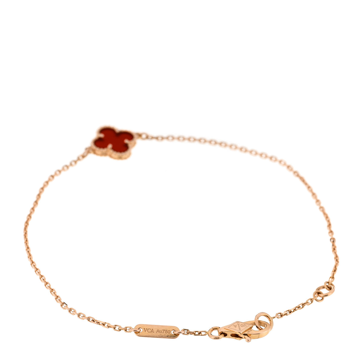 Van Cleef & Arpels 18K Rose Gold Carnelian Sweet Alhambra Bracelet 2 of 5