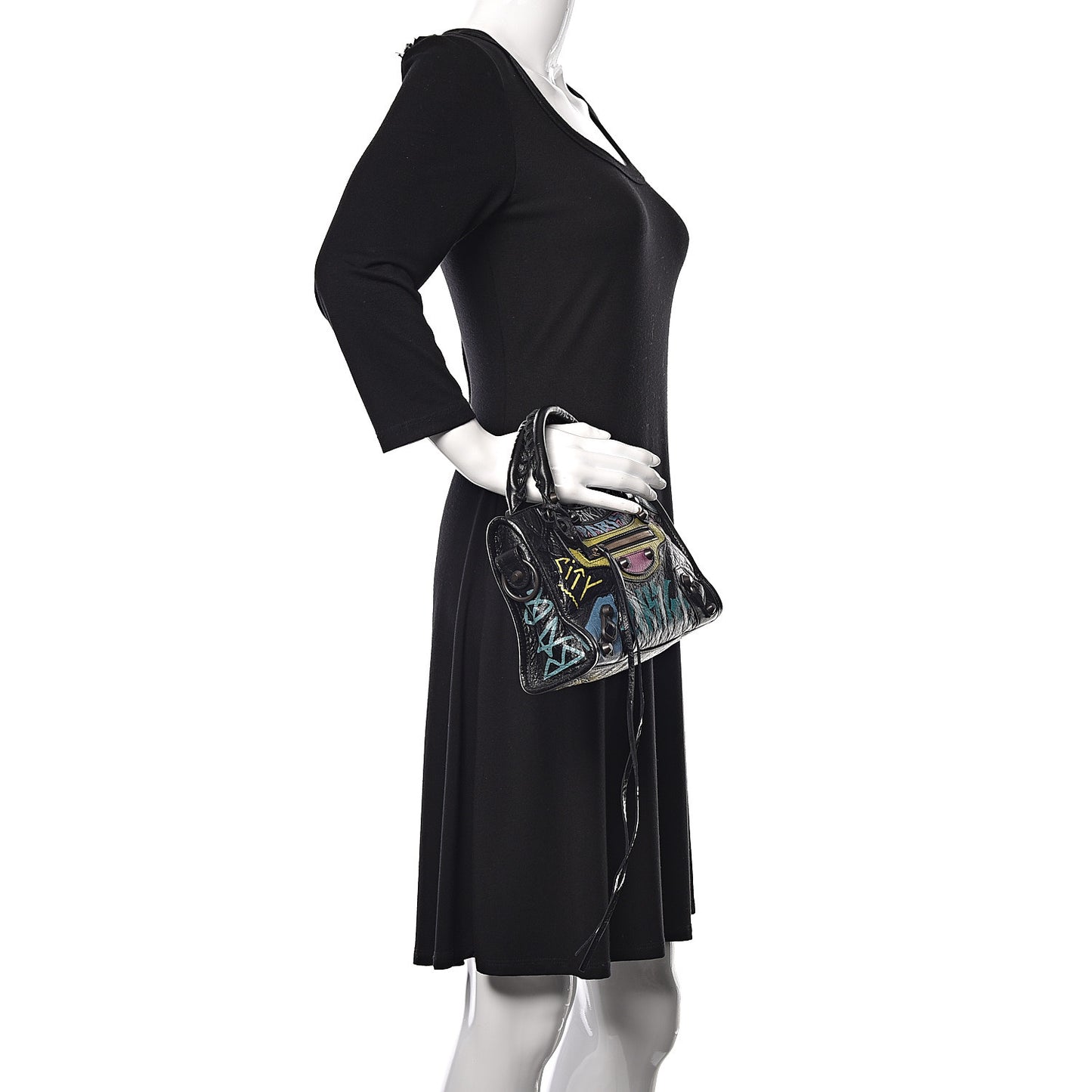Agneau Arena Graffiti All Over Classic Hardware Mini City Black Multicolor