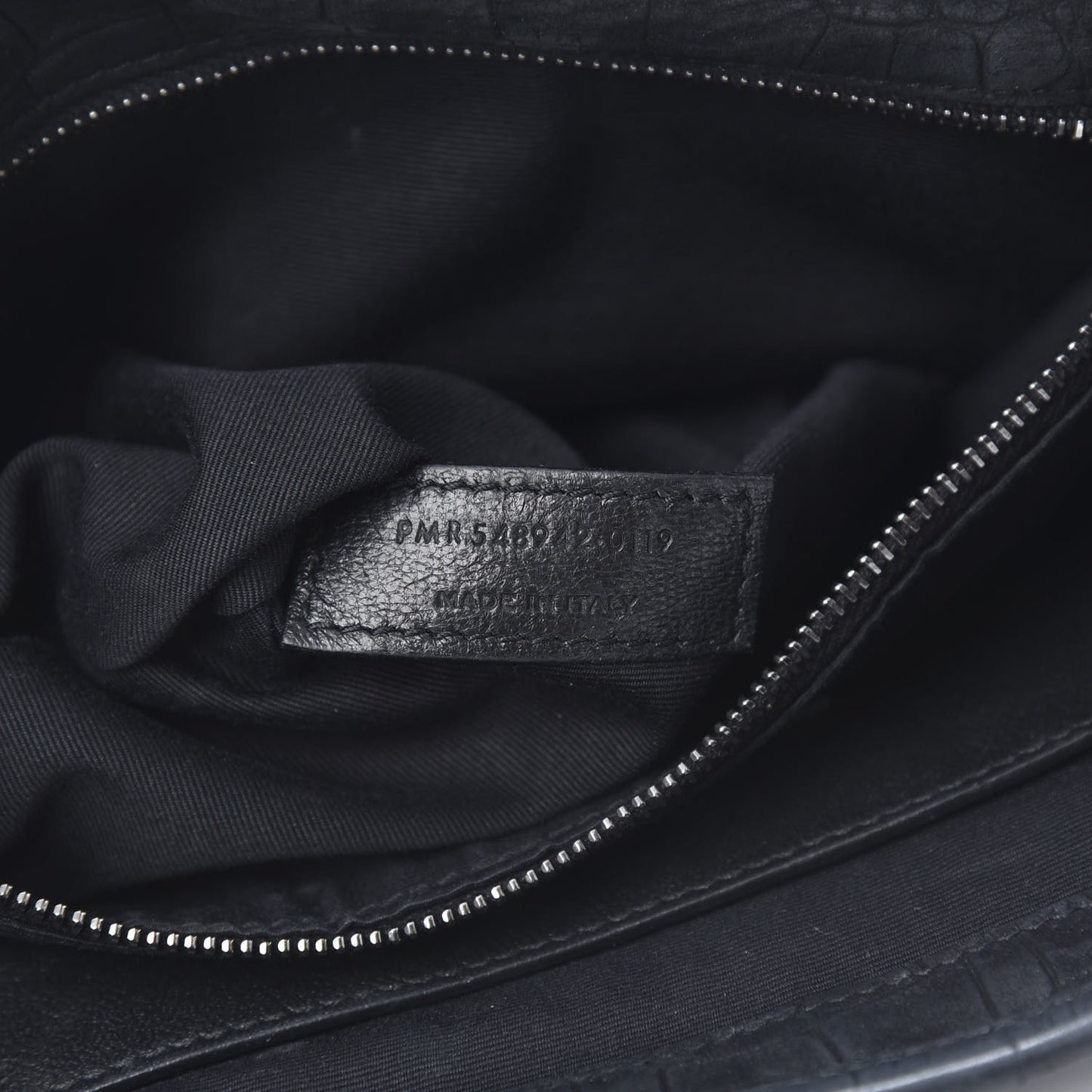 Nubuck Crocodile Embossed Monogram Medium Niki Chain Satchel Black
