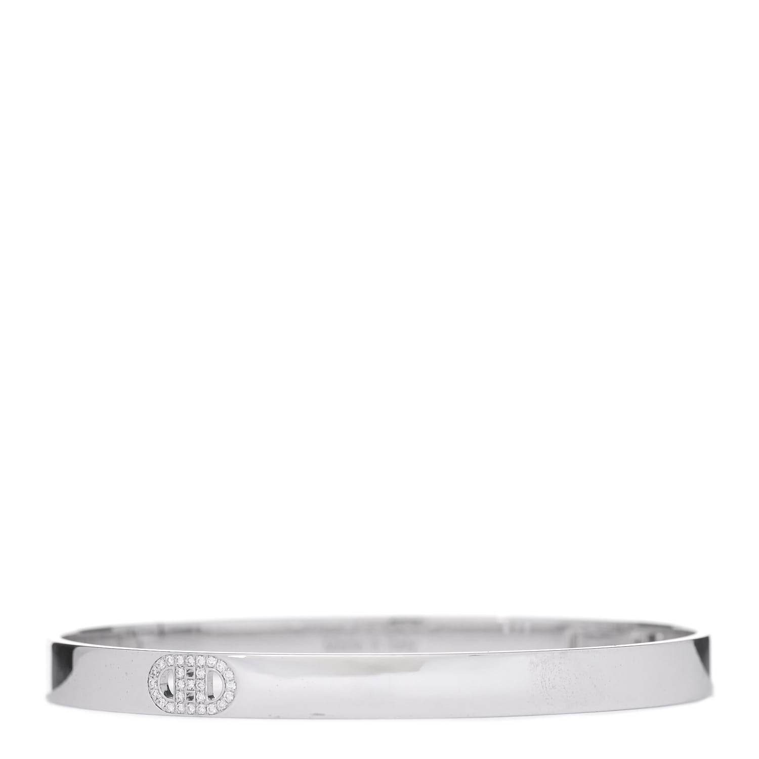 Hermes 18K White Gold Diamond PM H D'Ancre Bracelet SH 1 of 4