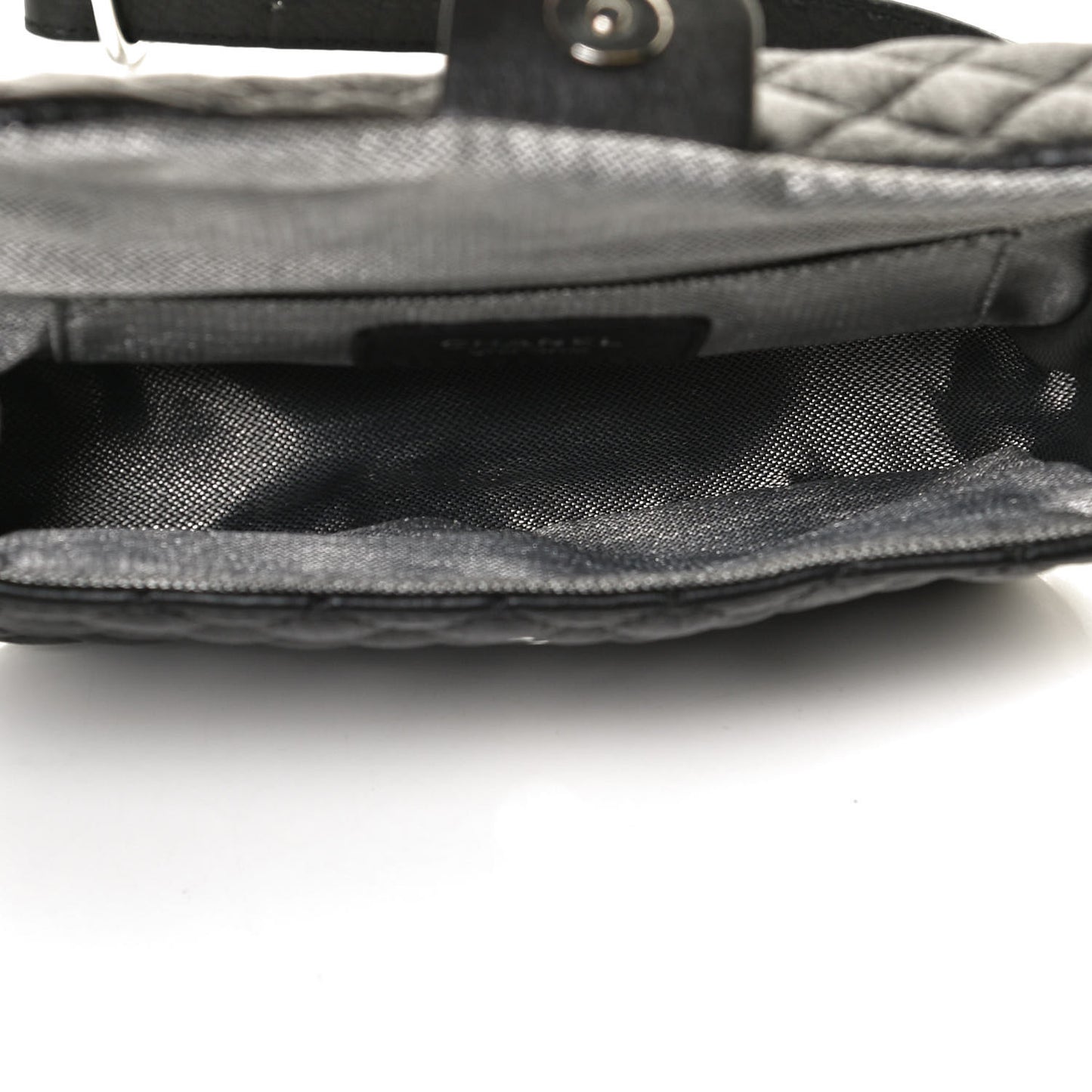 Calfskin Quilted CC Uniform Flap Belt Bag Black