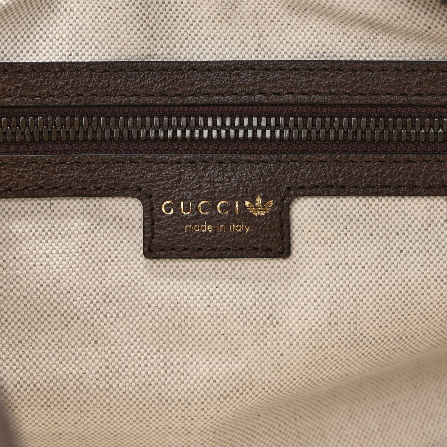 Gucci X ADIDAS Canvas Textured Dollar Calfskin Web GG Monogram Trefoil Medium Bowling Bag Beige Brown Multicolor 6 of 8
