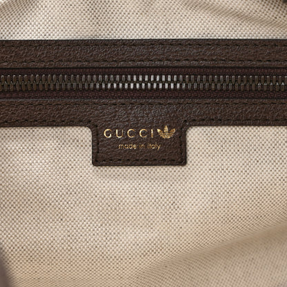 Gucci X ADIDAS Canvas Textured Dollar Calfskin Web GG Monogram Trefoil Medium Bowling Bag Beige Brown Multicolor 6 of 8