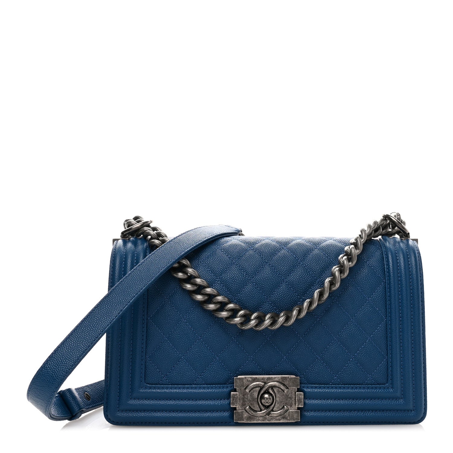 Chanel Caviar Quilted Medium Boy Flap Blue 1 of 11