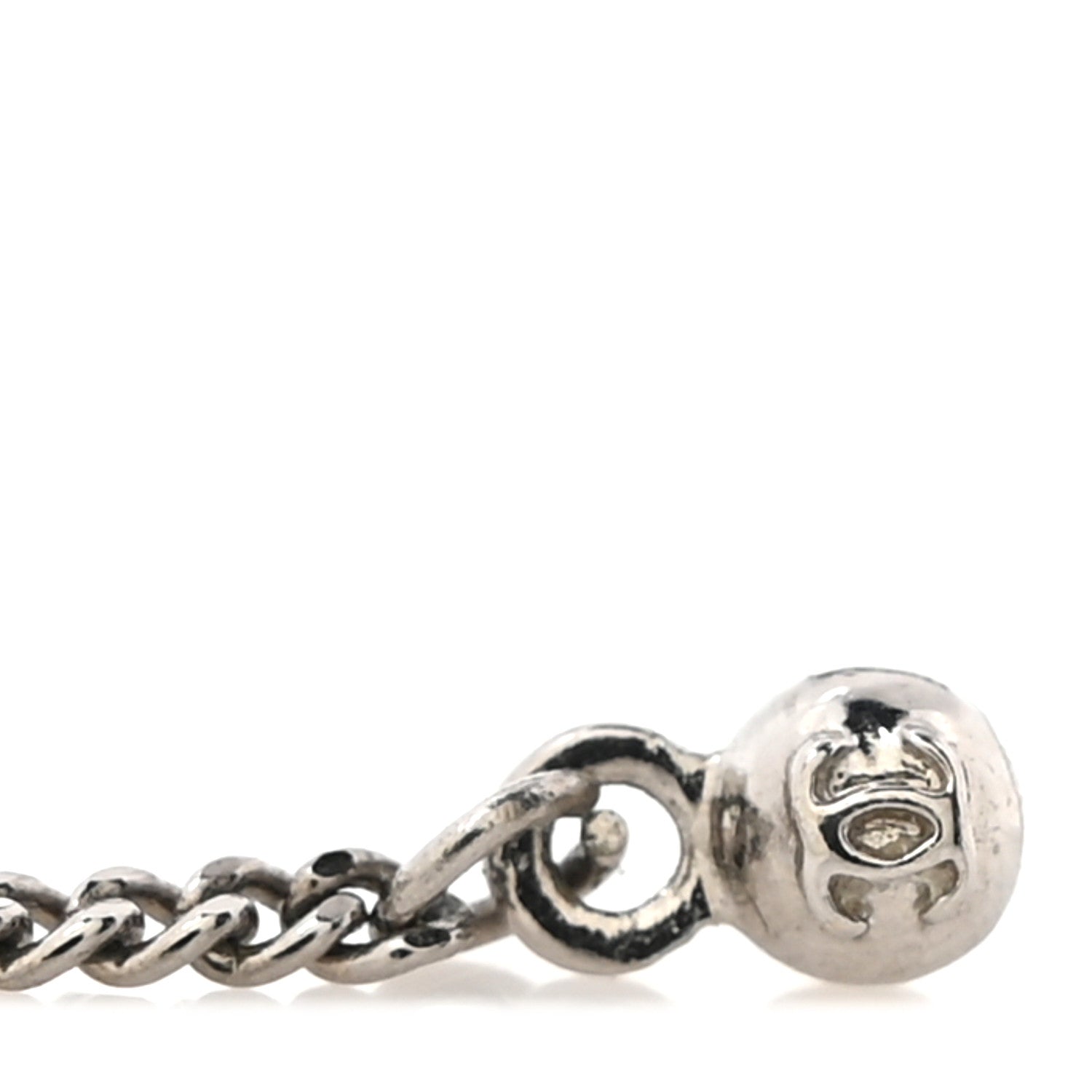 Chanel Baguette Crystal CC Drop Earrings Silver 4 of 5