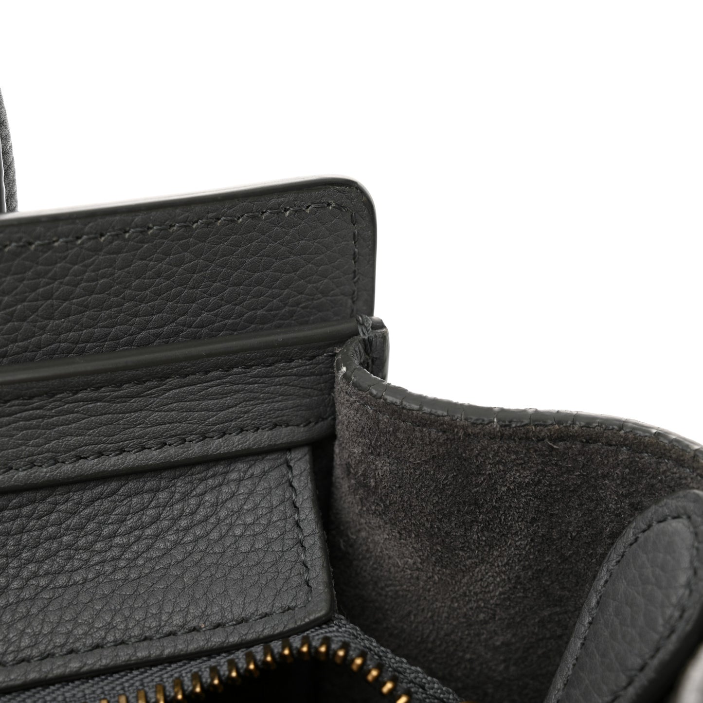 Drummed Calfskin Nano Luggage Kohl