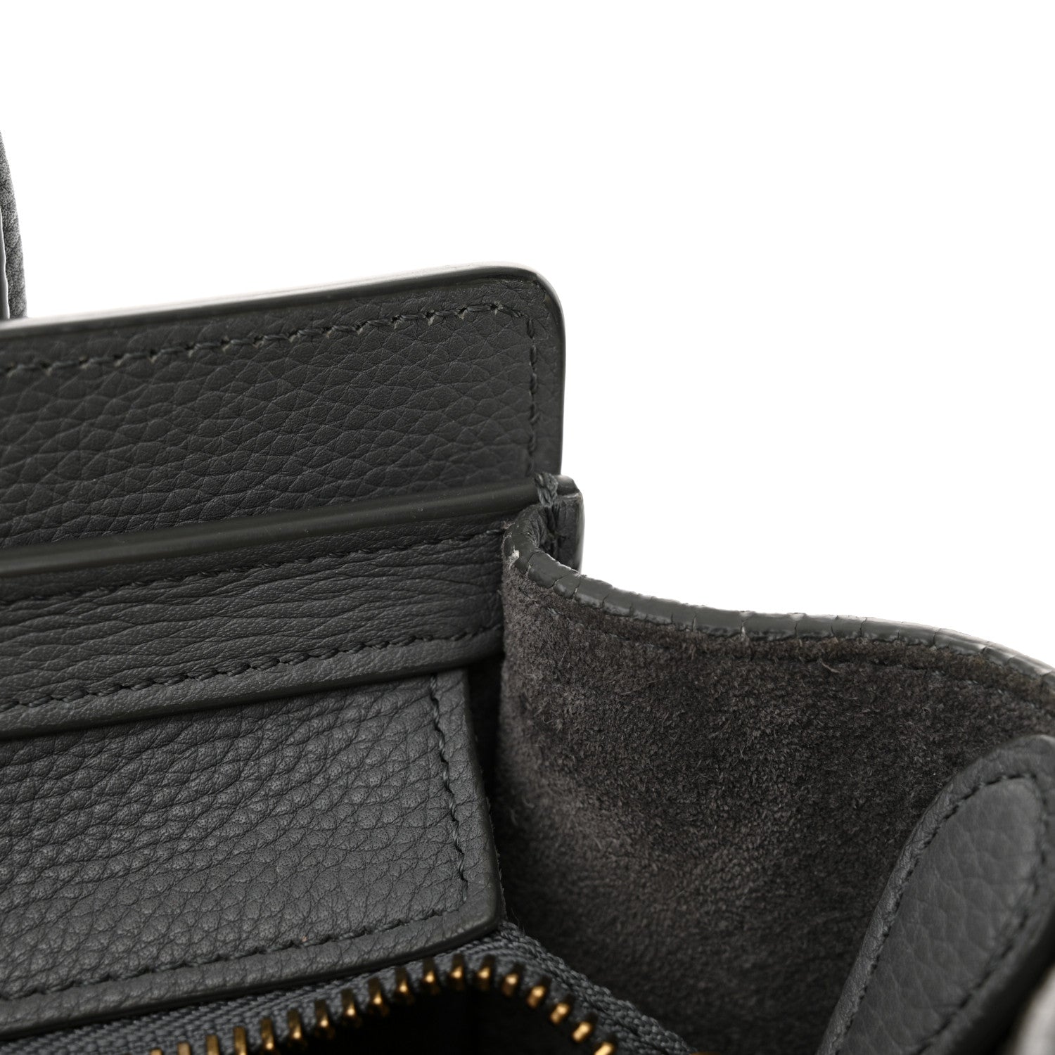 Celine Drummed Calfskin Nano Luggage Kohl 11 of 12