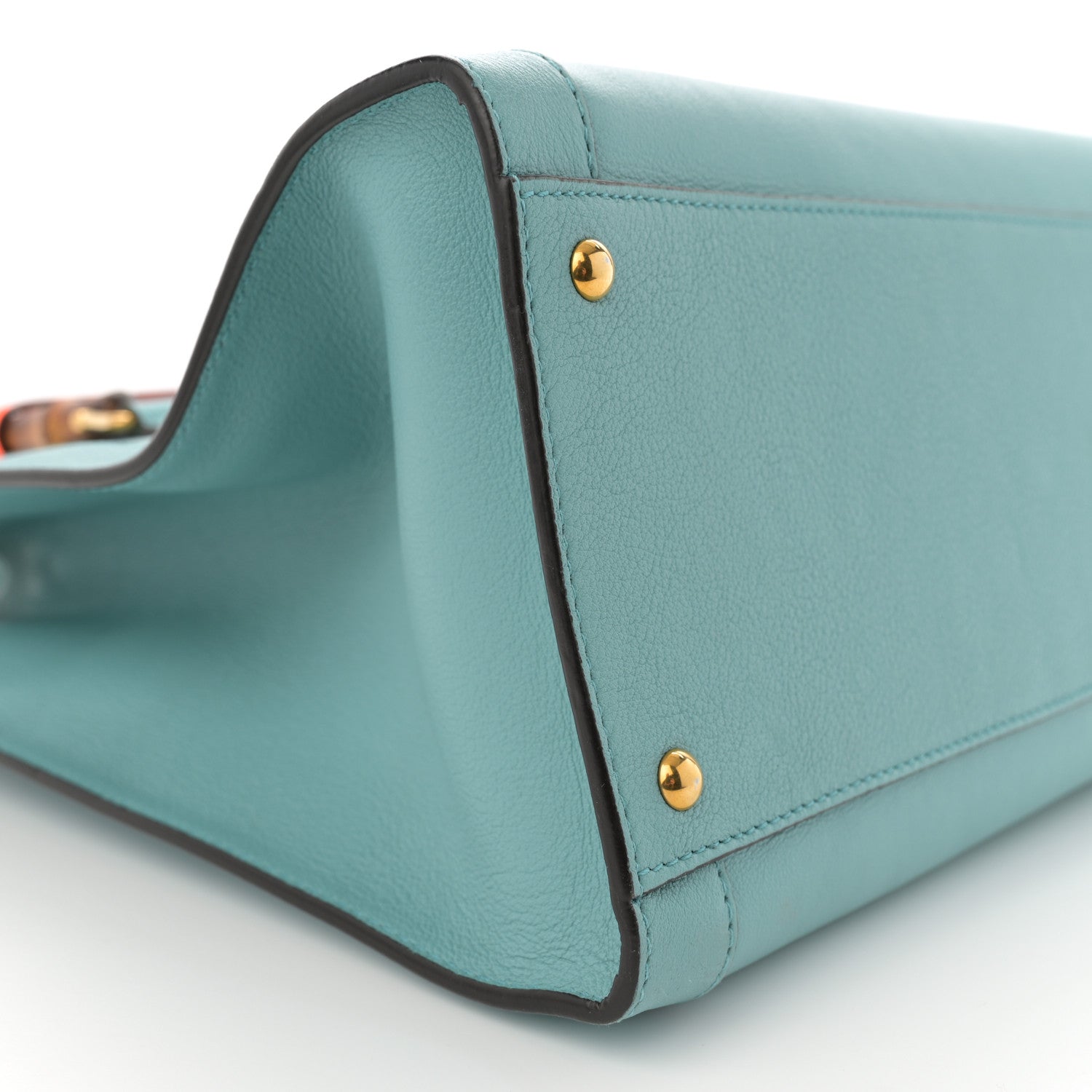 Gucci Wonka Grain Calfskin Medium Diana Tote Bag Dusty Azure Orange Fluo 10 of 13