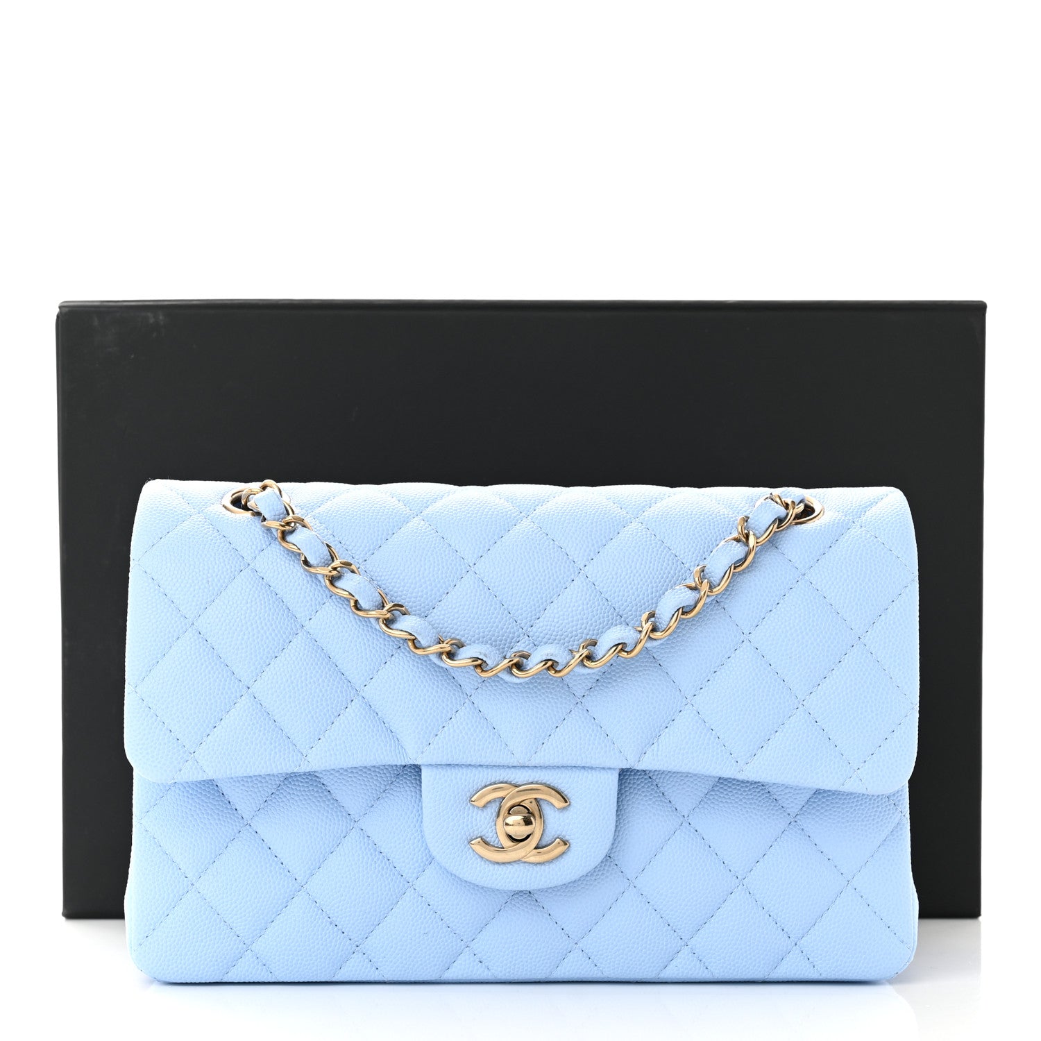 Chanel Caviar Quilted Small Double Flap Light Blue 13 of 13