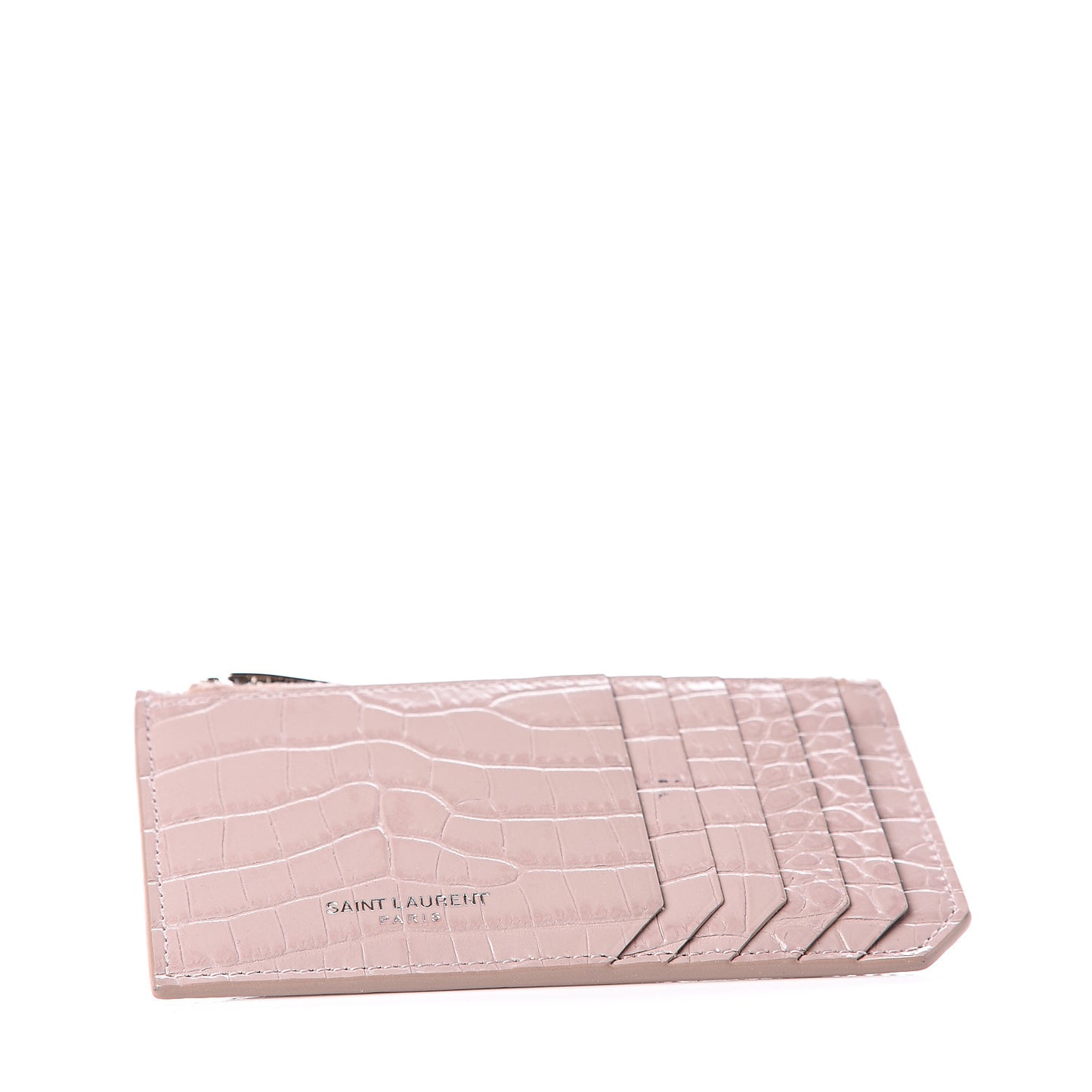 Crocodile Embossed 5 Fragments Card Case Rose Antic
